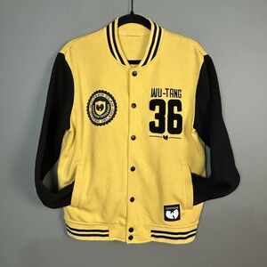 Wu-Tang Clan Mens Varsity Bomber Jacket M Yellow 36 Black Unisex 90s Hip Hop